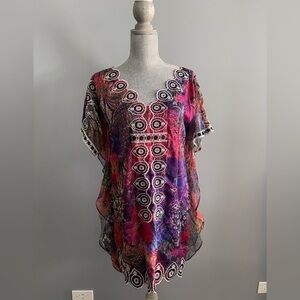 Colorful Escada beach cover up dress
